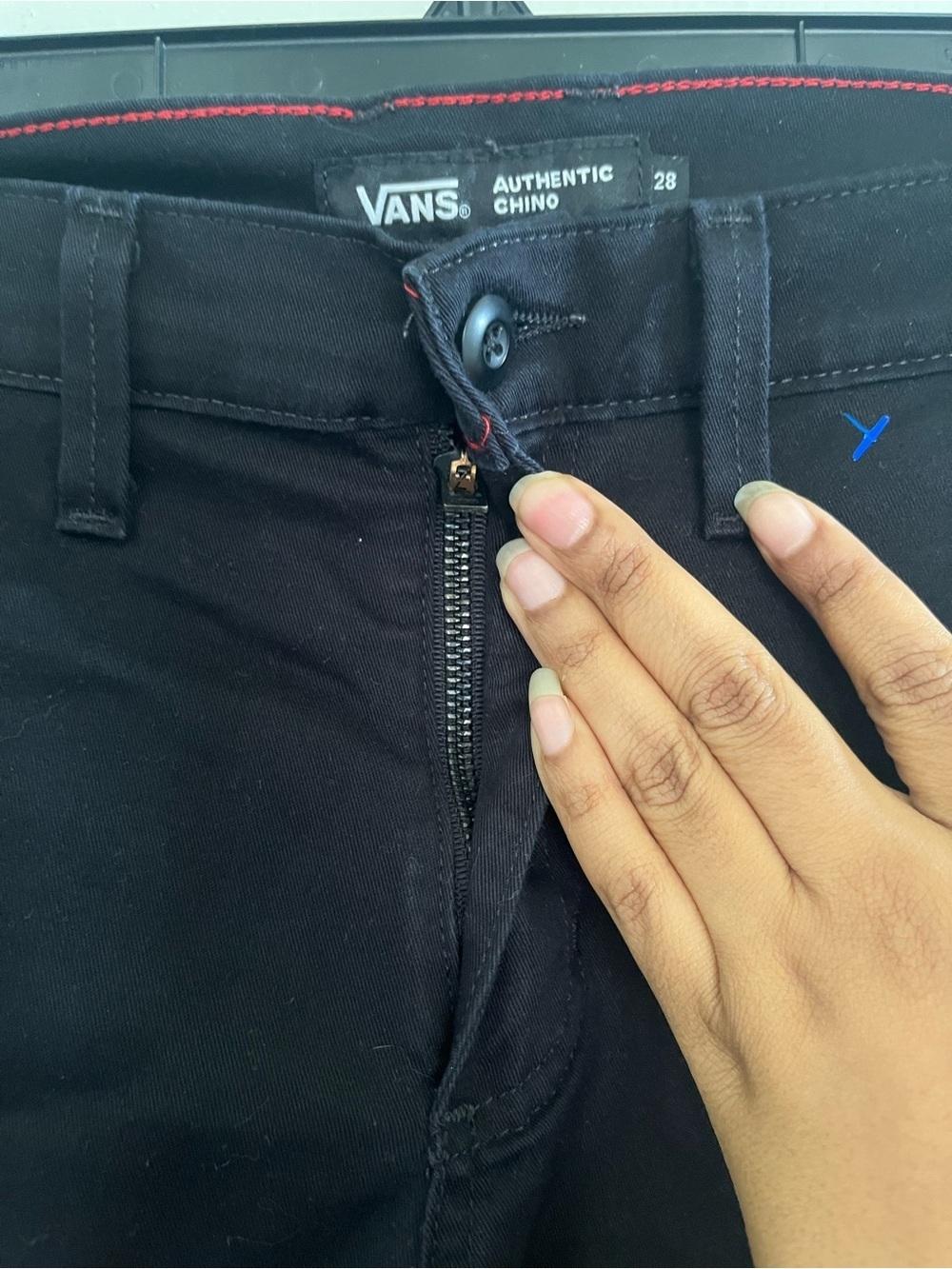 Vans Men's Slim Black Jeans with Subtle Distress - Picture 6 of 7